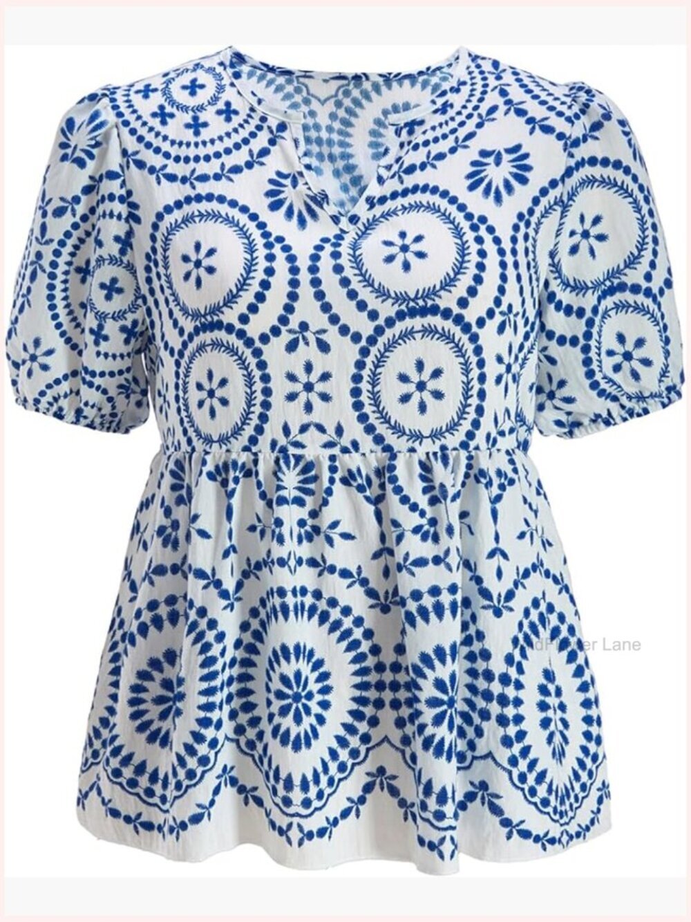 Boho Print Peplum Top Short Sleeve V Neck Blouse Vacation Flowy Tunic